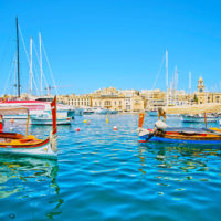 Boats in Valetta Harbour, Malta.