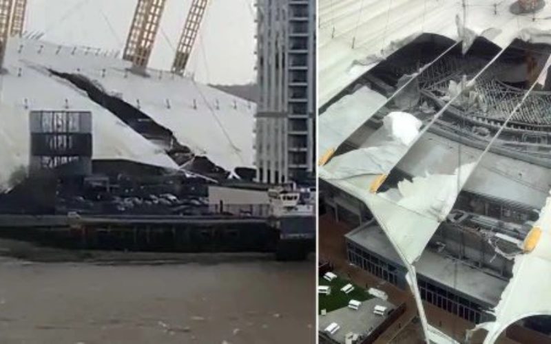 London’s O2 Arena incurs damages during Storm Eunice