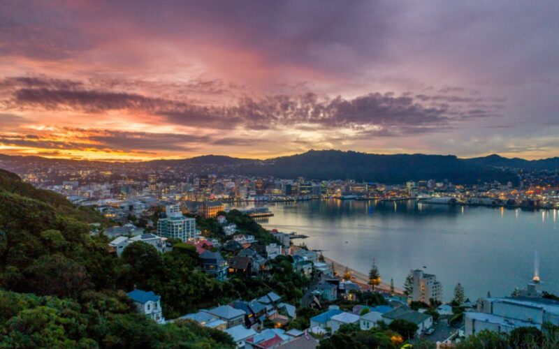3. View of Wellington CBD and harbour from Mt Victoria at sunset in Wellington_Johnny Huynen