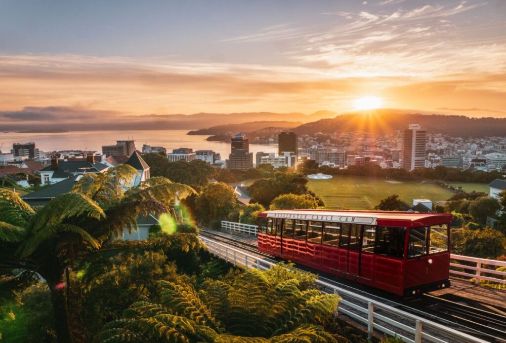 Wellington Cable Car and view of Wellington CBD from Botanic Gardens @Credit Johnny Hendrikus