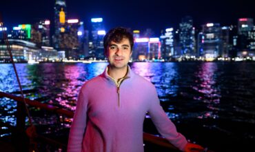 Junk-boat cruise across Victoria Harbour, Hong Kong