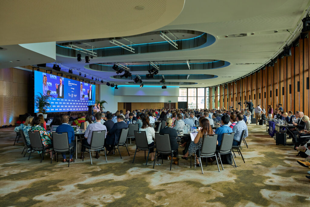 Opening Plenary Session for the CAPA Airline Leader Summit 2025, in the Trinity Room at Cairns Convention Centre